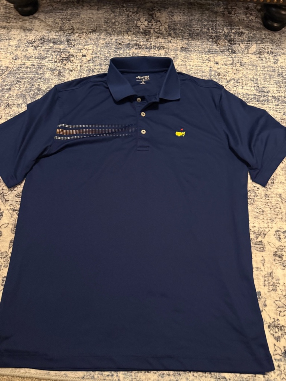Masters Navy Polo with Yellow Embroidered Logo